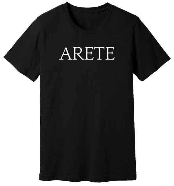 Black T-Shirt that says Arete by WARRIOR OF THE MIND