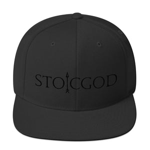 Black Snapback Cap that says STOICGOD