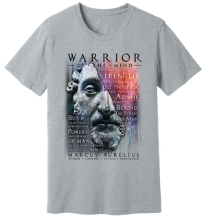 Heather T-Shirt of Marcus Aurelius with a passage from The Meditations about “The Powers Of Man” by WARRIOR OF THE MIND
