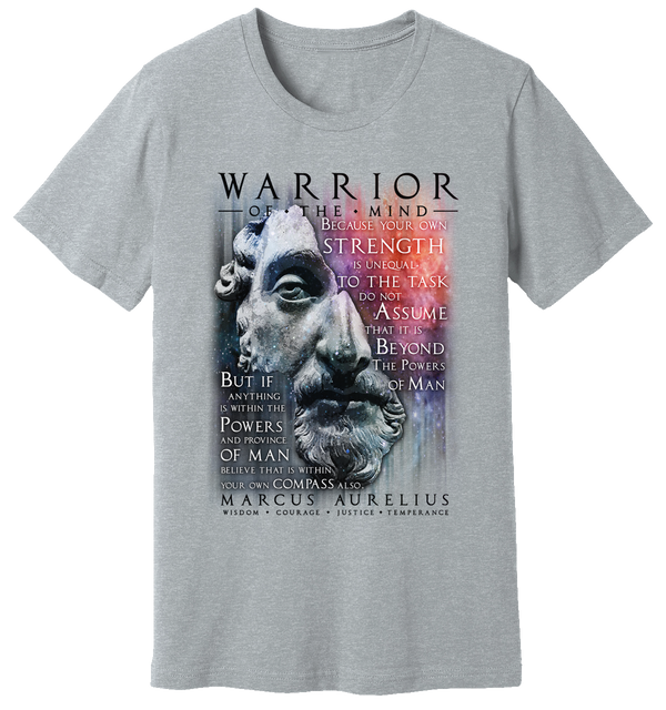 Heather T-Shirt of Marcus Aurelius with a passage from The Meditations about “The Powers Of Man” by WARRIOR OF THE MIND