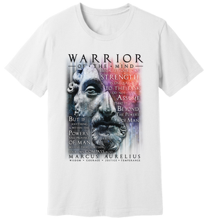 White T-Shirt of Marcus Aurelius with a passage from The Meditations about “The Powers Of Man” by WARRIOR OF THE MIND