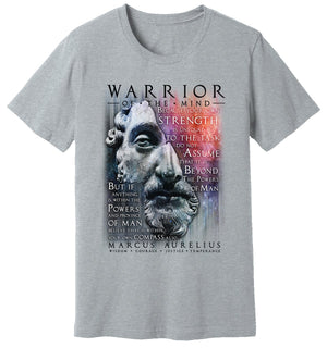 Heather T-Shirt of Marcus Aurelius with a passage from The Meditations about “The Powers Of Man” by WARRIOR OF THE MIND