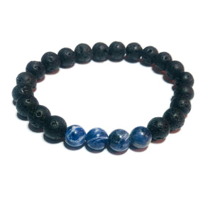 Black Volcanic & Sodalite Gemstone Bracelet