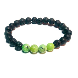 Black Volcanic & Chrysoprase Gemstone Bracelet