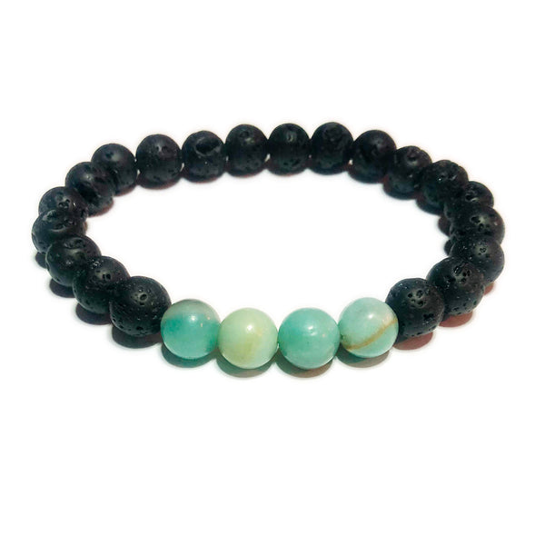 Black Volcanic & Amazonite Gemstone Bracelet