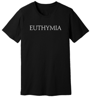 Black T-shirt that says Euthymia by WARRIOR OF THE MIND