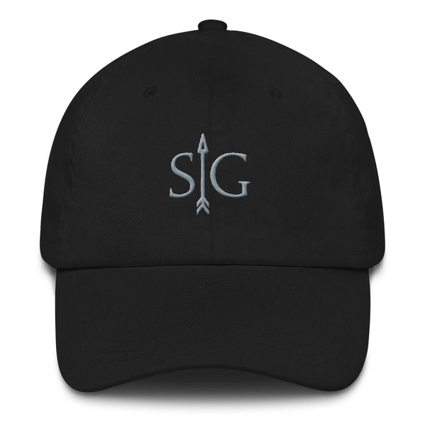 Black Dad Cap that has SG with an Arrow