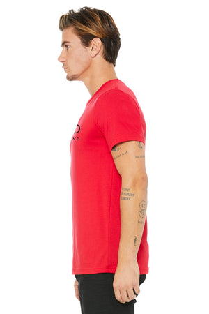 Male Model wearing Red T-Shirt that says STOICGOD