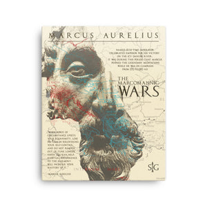 Marcus Aurelius Canvas Print with artwork of Marcus Aurelius and details of the Marcomannic Wars